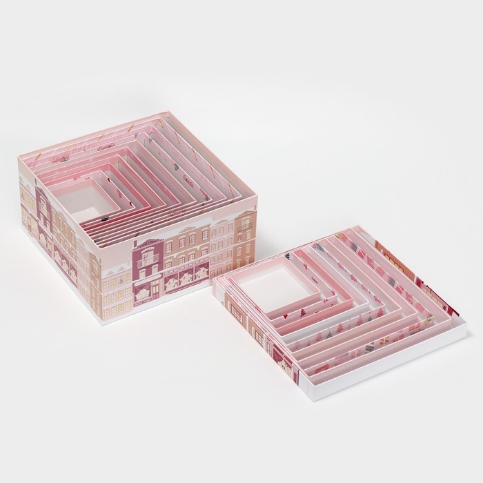 Набор подарочных коробок 10 в 1 &laquo;Happy New year&raquo;, 10 х 10 х 6 ‒ 28 х 28 х 15 см, Новый год