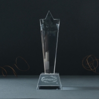 Сувенир стекло стела "Звезда - Победитель" 6,5х6,5х23 см