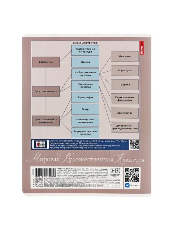 Тетрадь 48 листов в клетку &laquo;Буквица&raquo; Мировая художетсвенная культура, белые листы
