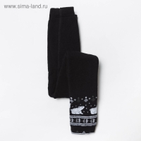 Леггинсы детские махровые &laquo;Орнамент с медведем&raquo;, цвет чёрный, рост 104-110