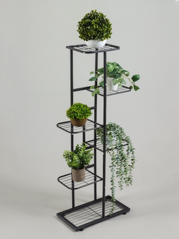 Подставка для цветов Greengo, 6 полок, 44 &times; 22 &times; 105 см, напольная, металл, тёмно-серая
