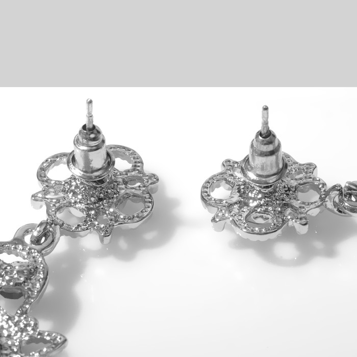 Серьги висячие «Зеркало» волшебное, цвет сине-белый в серебре Серьги висячие «Зеркало» волшебное, цвет сине-белый в серебре