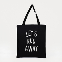 Сумка-шопер &laquo;Давай убежим далеко&raquo;, 40х35х0.5 см, без молнии, без подкладки, цвет чёрный