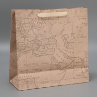 Пакет подарочный крафтовый квадратный, упаковка, &laquo;Весь мир твой&raquo;, 30 х 30 х 12 см