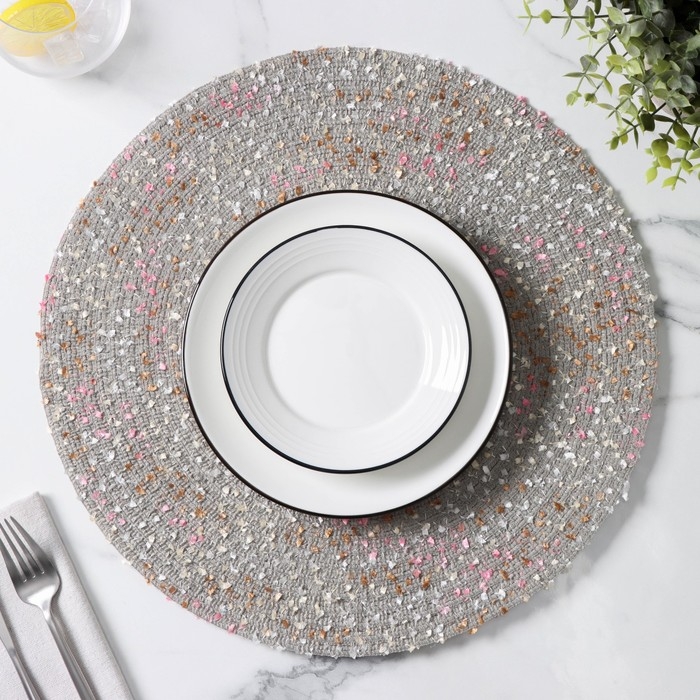 Салфетка сервировочная на стол Доляна &laquo;Серпантин&raquo;, d=38 см, цвет серый