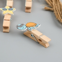 Декор для творчества дерево "Прищепка. Морские животные в отпуске" набор 10 шт 4х2х1,2 см