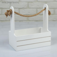 Набор кашпо деревянных 2 в 1 (25&times;15&times;30; 21&times;12&times;23 см) "Dear", ручка канат, белый