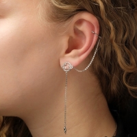 Серьга &laquo;Кафф&raquo; планета, цвет белый в серебре