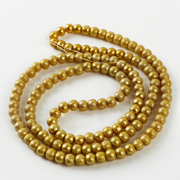 Бусины из стекла, набор 140 шт., размер 1 шт. &mdash; 6 мм, цвет жёлтое золото