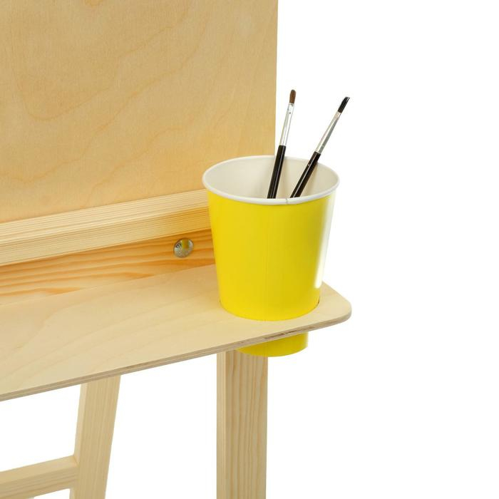 Мольберт тип &laquo;Хлопушка&raquo;, 120 х 60 х 65 см, планшет 60 х 60 см, полка с двумя подстаканниками, неокрашенное дерево, Calligrata