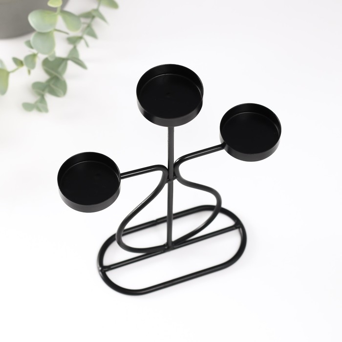 Подсвечник металл на 3 свечи "Бутылочка" d=4 см чёрный 15,5х6х21 см