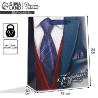 Пакет подарочный ламинированный вертикальный, упаковка, &laquo;Поздравляю!&raquo;, 18 х 23 х 8 см