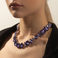 Колье &laquo;Драгоценность&raquo; геометрия, цвет сиреневый в серебре, 32 см