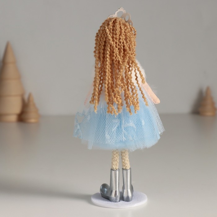 Кукла интерьерная Кукла интерьерная "Принцесса в синем платье с белым воротничком" 5,5х6,5х18 см