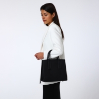 Сумка женская на молнии, TEXTURA, средний размер, цвет чёрный