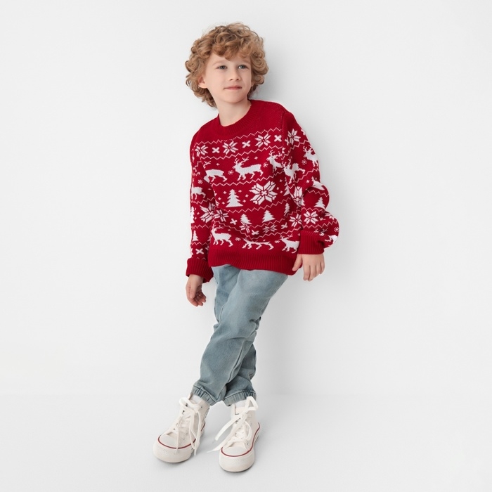 Джемпер вязаный детский KAFTAN Джемпер вязаный детский KAFTAN "New Year" размер 36, (134-140 см)