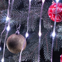 Умная гирлянда &laquo;Конский хвост&raquo; 10 нитей по 1 м роса, IP20, серебристая нить, 100 LED, пульт ДУ, приложение, свечение RGB, USB