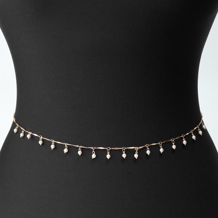 Портупея &laquo;Талия&raquo; жемчужины, цвет белый в золоте, 68 см + 25 см удлинитель