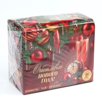 Подарочный набор новогодний &laquo;Счастливого года&raquo;: чай, конфеты, печенье брауни