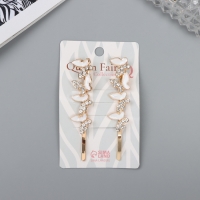 Невидимка для волос "Аннабелль" (набор 2 шт) бабочка белый, 6,5 см Невидимка для волос "Аннабелль" (набор 2 шт) бабочка белый, 6,5 см