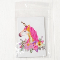 Алмазная вышивка «Единорог с цветами», 10 × 15 см, с подставкой, с частичным заполнением Алмазная вышивка «Единорог с цветами», 10 × 15 см, с подставкой, с частичным заполнением