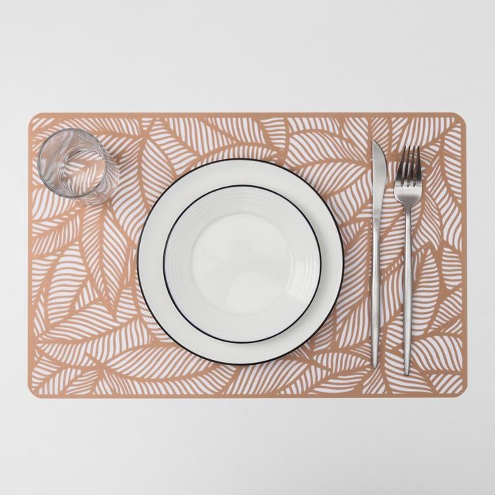 Салфетка сервировочная на стол &laquo;Листья&raquo;, 43&times;28 см, цвет металлик коричневый