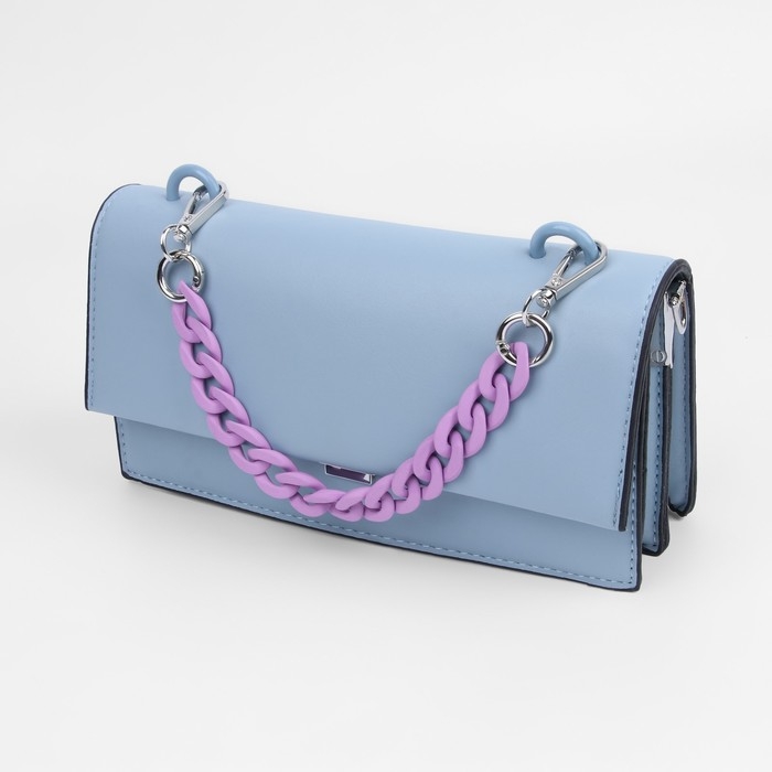 Цепочка для сумки, с карабинами, пластиковая, 23 × 17 мм, 30 см, цвет сиреневый/серебряный Цепочка для сумки, с карабинами, пластиковая, 23 × 17 мм, 30 см, цвет сиреневый/серебряный