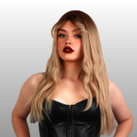 Парик искусственный, с чёлкой, имитация кожи, 60 см, цвет русый/блонд