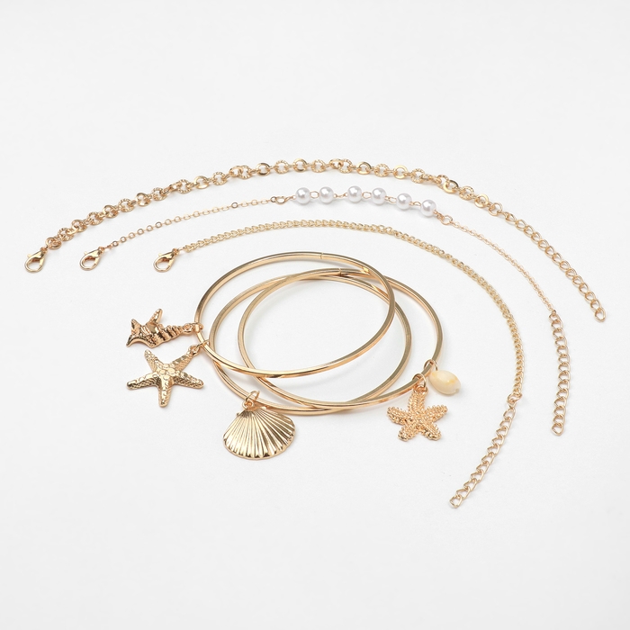 Набор 6 предметов: 6 браслетов &laquo;Море&raquo;, цвет золото