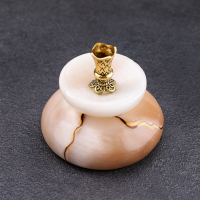 Подсвечник "Церковный №1", круглый с чашкой, 4х5,5 см, селенит, микс