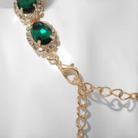 Колье &laquo;Бурлеск&raquo; овалы, цвет бело-зелёный в золоте, 30см