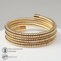 Браслет-пружинка &laquo;Рельеф&raquo; 3 ряда, цвет золото, d=6,5 см