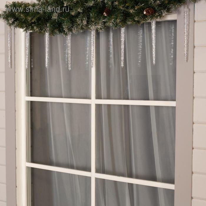 Гирлянда &laquo;Сосульки рифленые&raquo; 2.5 &times; 0.3 м, IP65, прозрачная нить, 192 LED, свечение жёлтое с эффектом стекания, 12 В