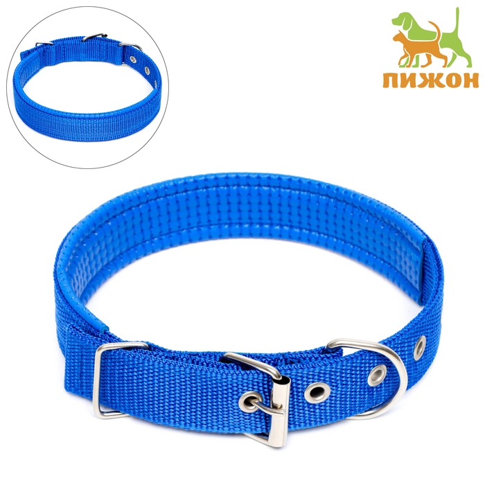 Ошейник "Комфорт" комбинированный, 58 х 3 см, ОШ 45-52 см, синий