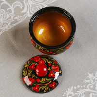 Сахарница &laquo;Ягодка&raquo;, малая, 9&times;9 см, хохлома