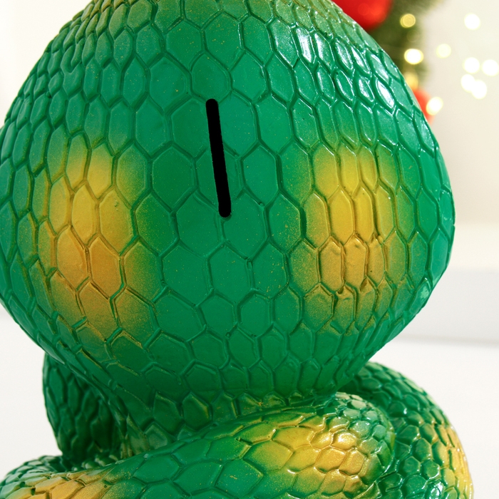 Копилка "Змея с подковой" зеленая, 21см