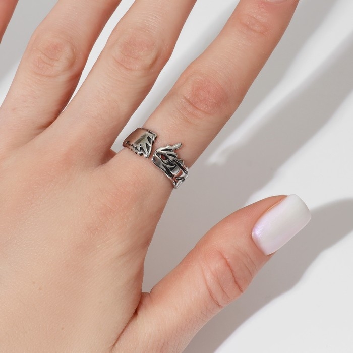 Кольцо «Япония» два лица, чёрный в серебре, безразмерное Кольцо «Япония» два лица, чёрный в серебре, безразмерное