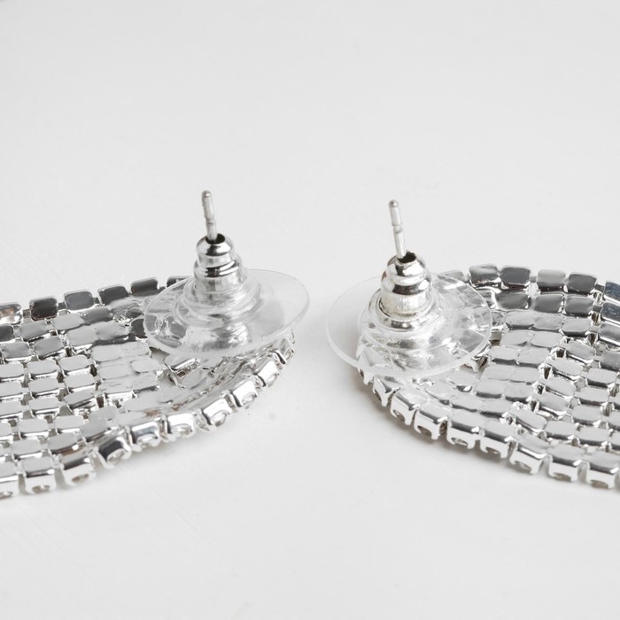 Серьги висячие со стразами «Лёд» полукруг, цвет белый в серебре Серьги висячие со стразами «Лёд» полукруг, цвет белый в серебре