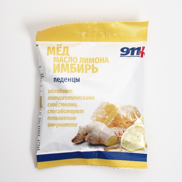 Леденцы от кашля Леденцы от кашля "911" мед, масло лимона, имбирь, 50 г