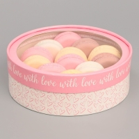 Коробка для макарун, кондитерская упаковка тубус с окном With love 20 х 20 х 5 см Коробка для макарун, кондитерская упаковка тубус с окном With love 20 х 20 х 5 см