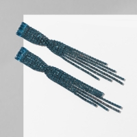 Серьги висячие со стразами &laquo;Водопад&raquo; вращение, цвет голубой в серебре,10 см