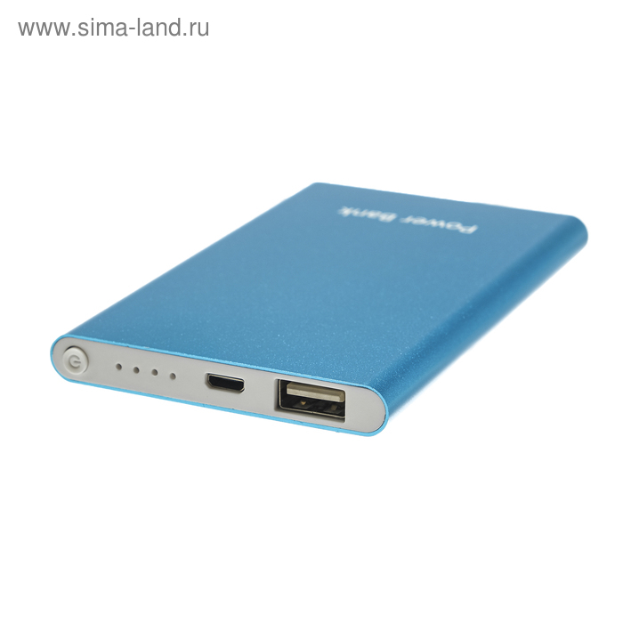 Внешний аккумулятор Luazon PB-19, 4000 мАч, USB, 1 А, индикатор, металл, синий