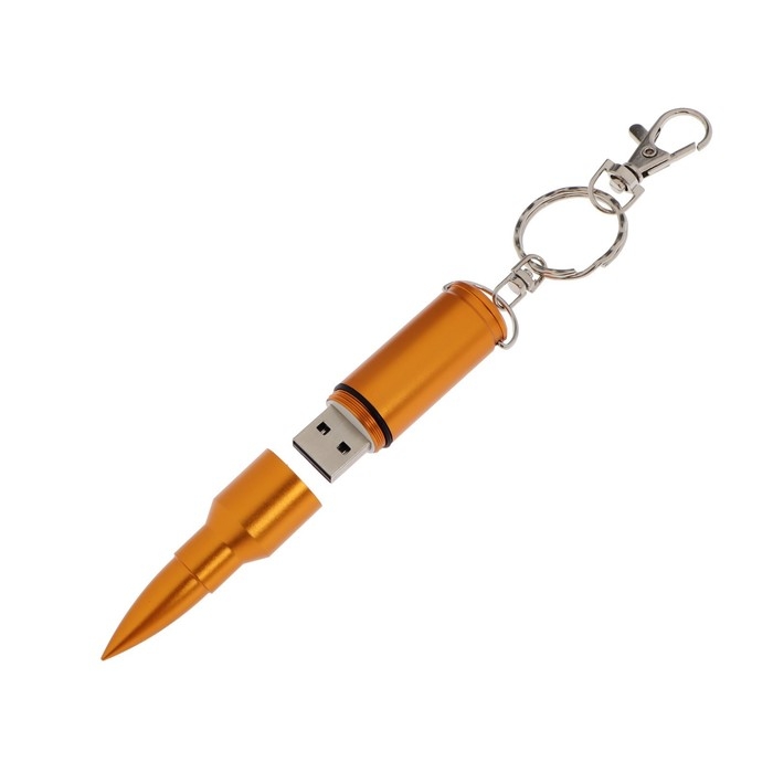 Флешка E 296 G "патрон" , 16 ГБ, USB2.0, чт до 25 Мб/с, зап до 15 Мб/с, золотистый