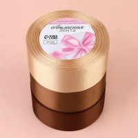 Набор атласных лент, 3 шт, размер 1 ленты: 40 мм &times; 23 &plusmn; 1 м, цвет коричневый спектр