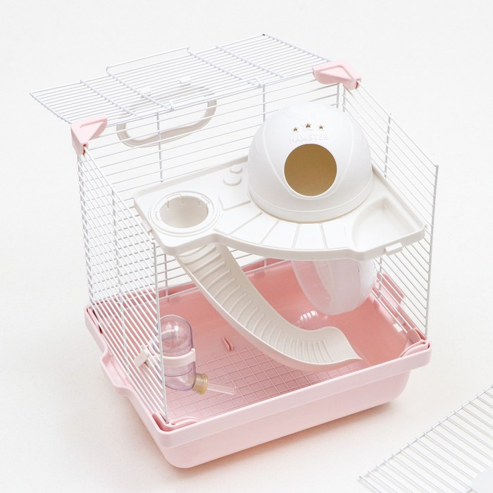 Клетка для грызунов укомплектованная, 27 х 19 х 28 см, розовая Клетка для грызунов укомплектованная, 27 х 19 х 28 см, розовая