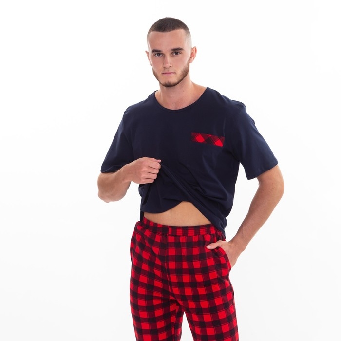 Костюм мужской домашний (футболка и брюки), цвет красный, размер 62 Костюм мужской домашний (футболка и брюки), цвет красный, размер 62