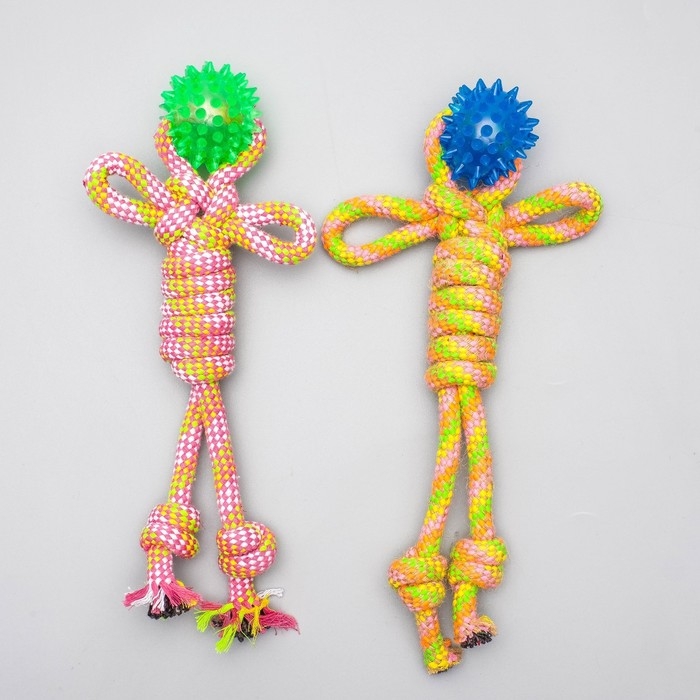Игрушка канатная Игрушка канатная "Человечек" с мячиком, 75 г, до 24 см, микс цветов
