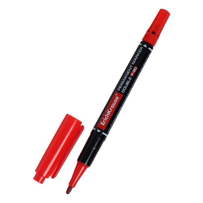 Маркер перманентный ErichKrause Double P-80, 0.45-1.65 мм, двусторонний, красный Маркер перманентный ErichKrause Double P-80, 0.45-1.65 мм, двусторонний, красный