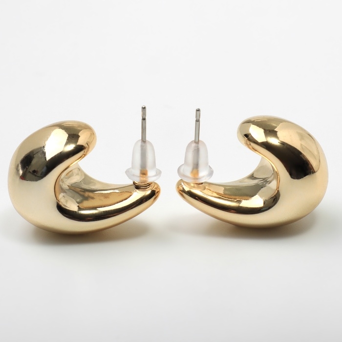 Серьги пластик &laquo;Капля&raquo; структура мини, цвет золото
