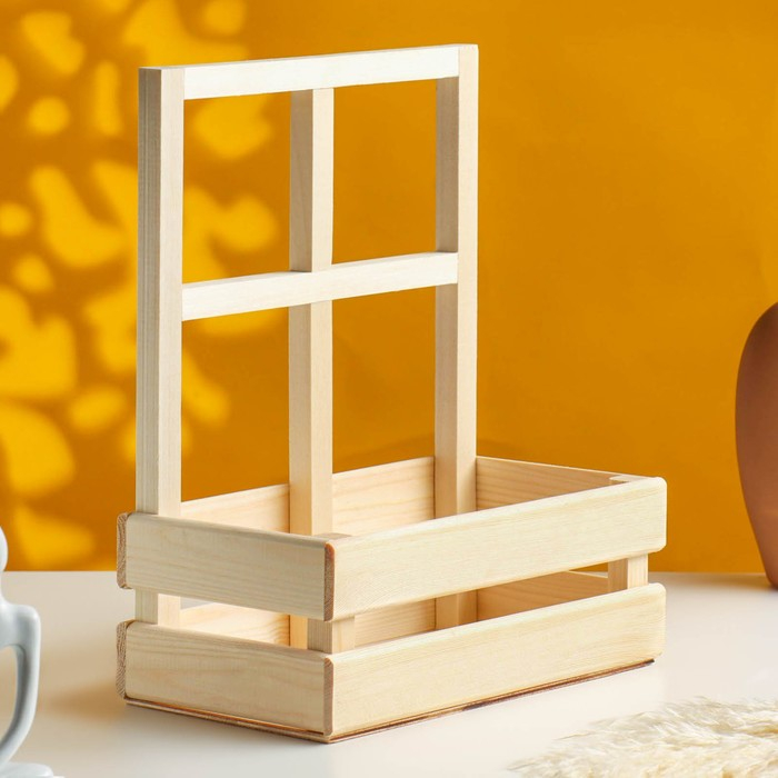 Кашпо деревянное 24,5×13,5×9/30 см Кашпо деревянное 24,5×13,5×9/30 см "Букет под окном", с ручкой, натуральный